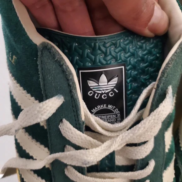 Gucci × Adidas Gazelle Green and White Men's Shoes Size 9.5 - Picture 8 of 9